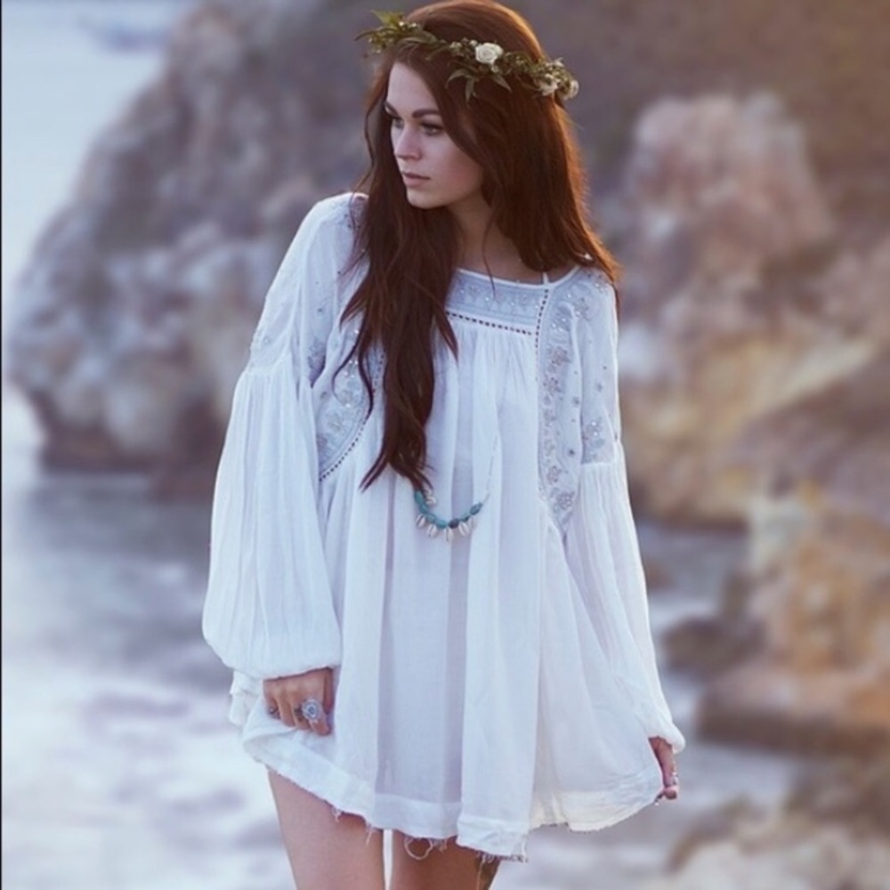 Free People Embellished Strappy Back Tunic